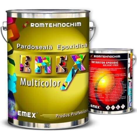 Pachet Pardoseala Epoxidica Multicolor ?Emex? - Baza Gri - Bid. 20 Kg + Intaritor - Bid. 4 Kg